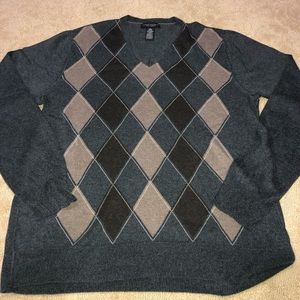 Banana Republic Silk Cashmere Argyle Sweater Vneck